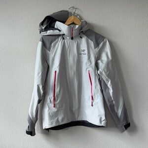 Arc'teryx Light Gray and Dark Gray Jacket with Pink Zippers